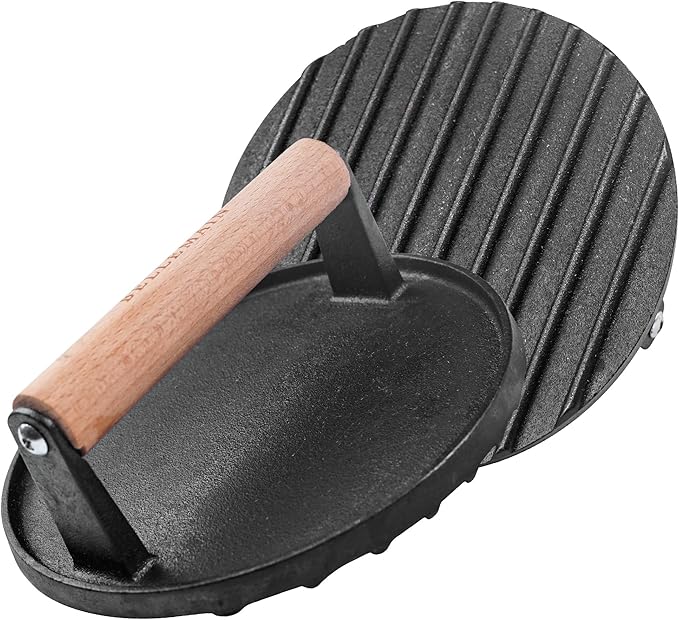 Bellemain Heavy Duty Cast Iron Smash Burger Press 7" Round Grill Press by Bellemain