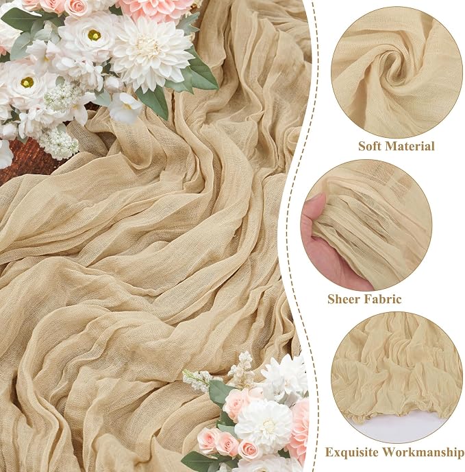 8 Packs Cheesecloth Table Runner 10FT Long Boho Gauze Fabric Table Runner - Image 3