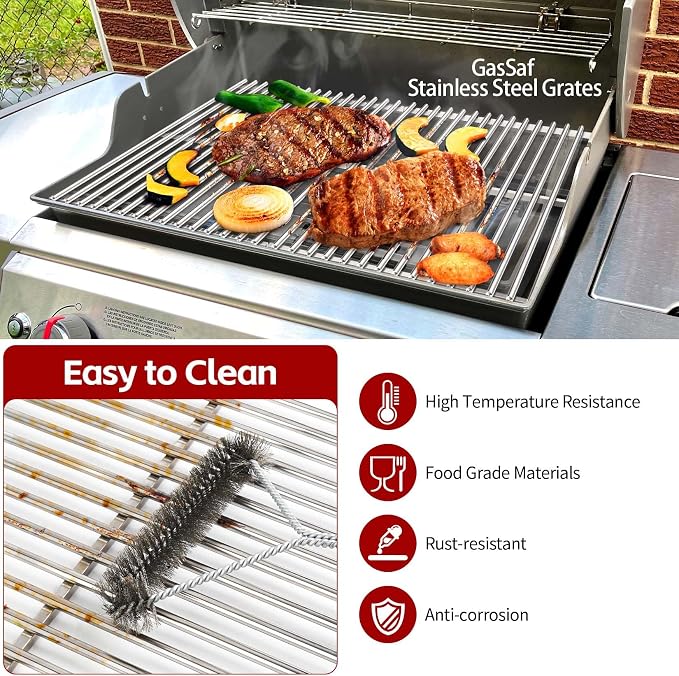 GasSaf 304SS Grill Grates 17.5 for Weber Spirit 300 and GS4 II 300, Cooking - Image 7