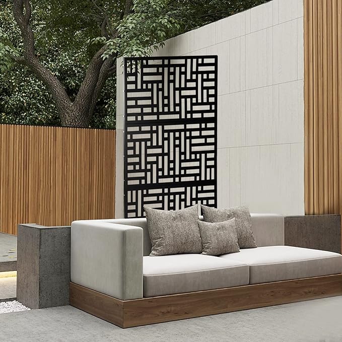 Privacy Screen, 35.4" W x 74.4" H Metal Outdoor Decorative Privacy Screen - Image 6