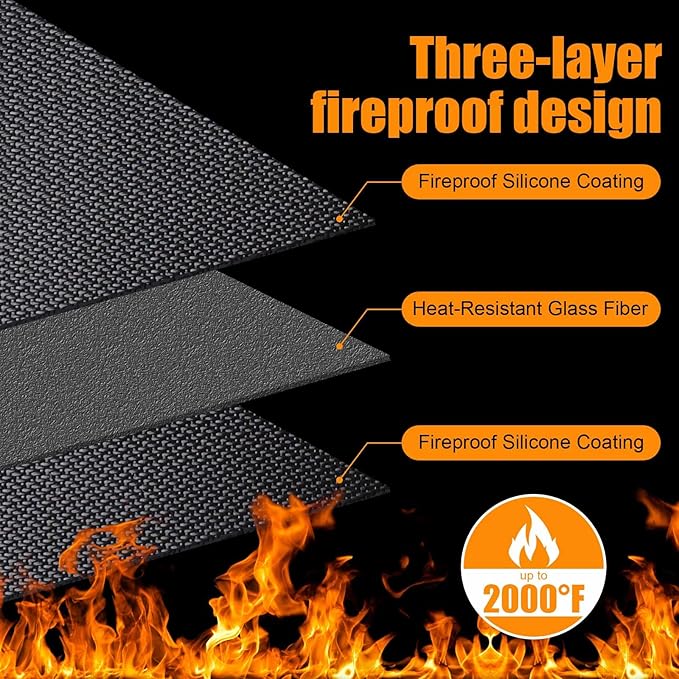 Grill Floor Mat 90x48 Inch Black Fiberglass Silicone