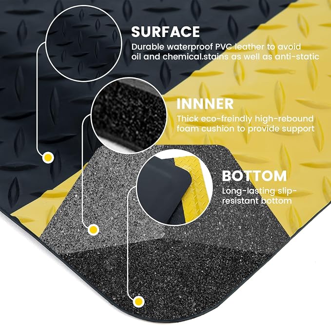 3' x 5' ESD Anti-Fatigue Conductive Mat, Durable Heavy Duty Diamond Plate - Image 3