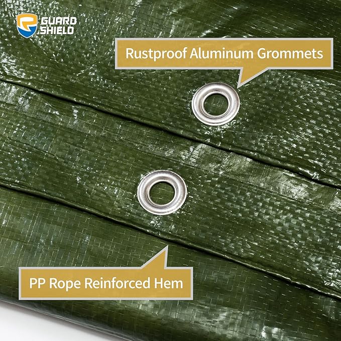GUARD SHIELD Green Tarp Waterproof 8x8 Feet Medium Duty All Purpose Poly Tarps - Image 4