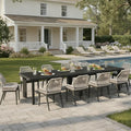 PURPLE LEAF 11 Pieces Patio Dining Set Aluminum Oversize Rectangular Table and by PURPLELEAF