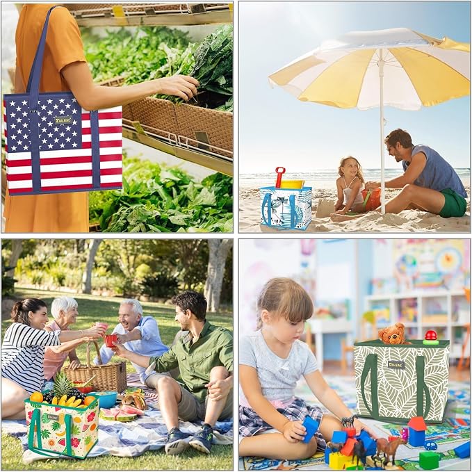 BALEINE 3Pk Reusable Grocery Bags, Foldable Shopping Bags - Image 6