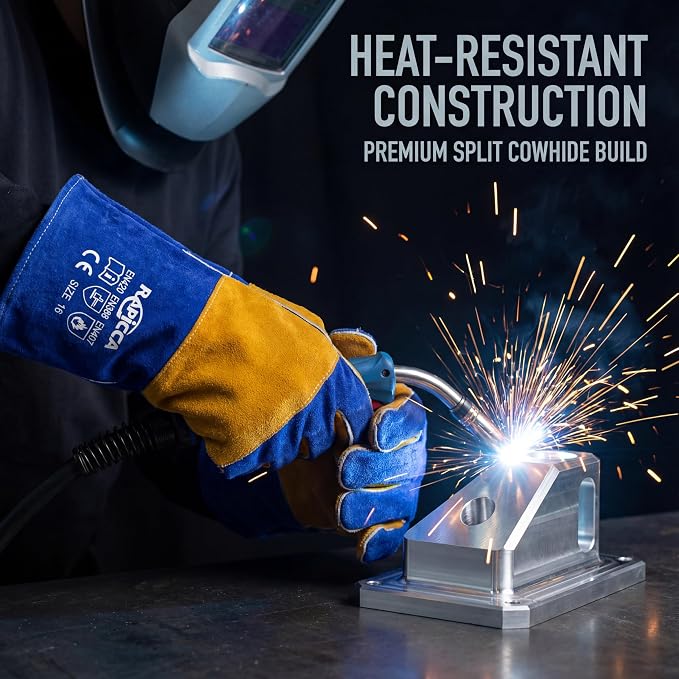 RAPICCA Welding Gloves Fire Heat Resistant: Blue 16IN 932℉ - Image 3