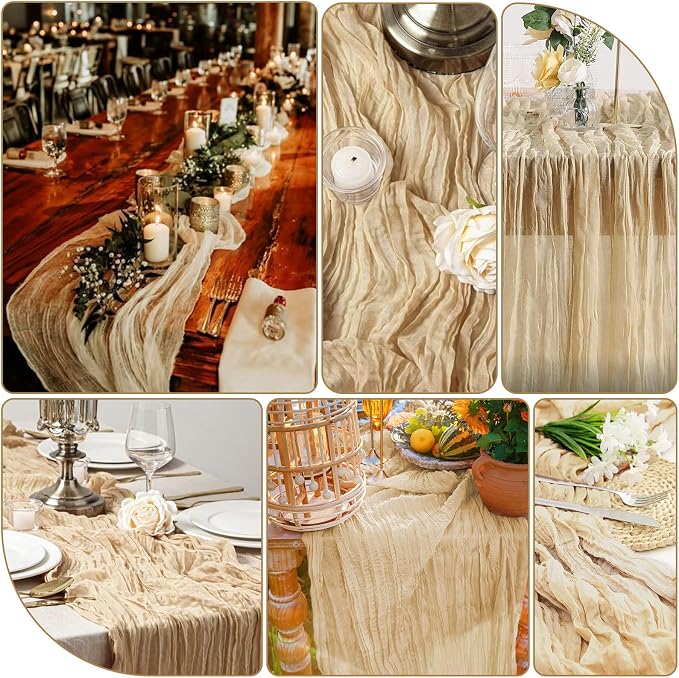 20 Packs Cheesecloth Table Runner 10FT Long Boho Gauze Fabric Table Runner - Image 3