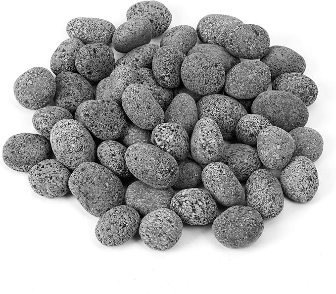 Skyflame Black Natural Tumbled Stones Round Lava Rock Pebbles by Skyflame