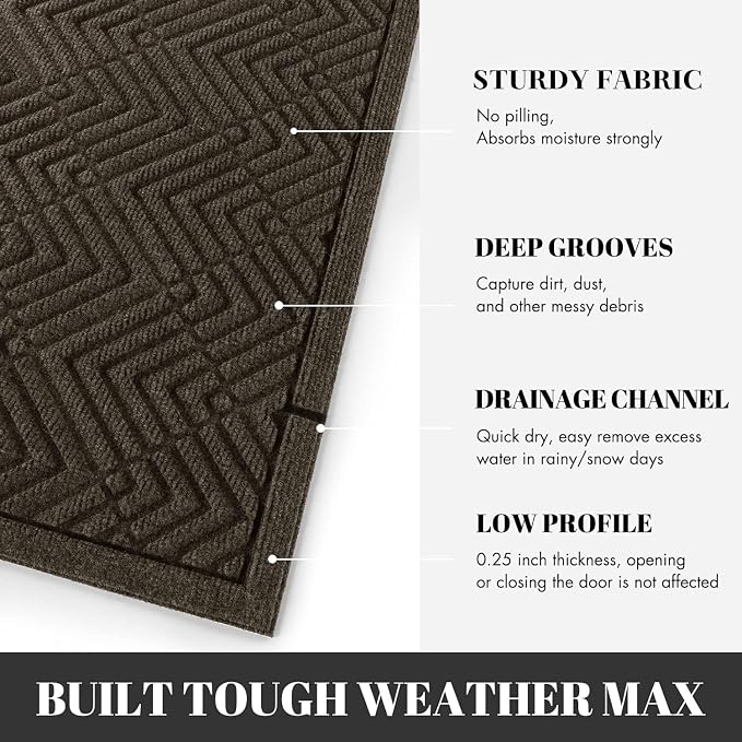 Yimobra Large Door Mat 36x24, All-Season Waterproof Outdoor Mats - Image 2