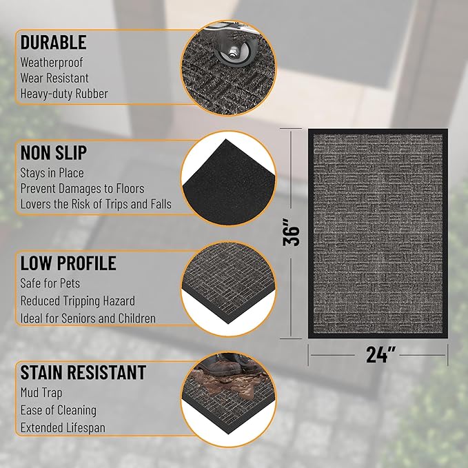 Ottomanson Heavy Duty Rubber Floor Mat – Non-Slip, Waterproof, or Patio – Stain - Image 3