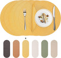Round Faux Leather Placemats Set of 6 – 13 Inch Vinyl Mats, Heat Resistant by PROMATTOO