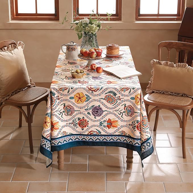 Vintage French Rectangular Tablecloth, Linen Tablecloth - Image 9