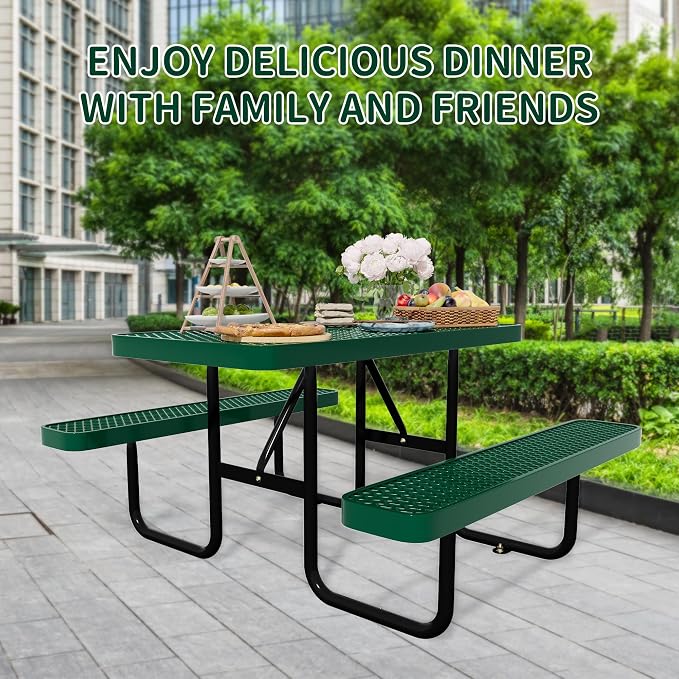 4FT Picnic Tables for Outdoors, Rectangular Commercial Metal Picnic Table Bench - Image 5