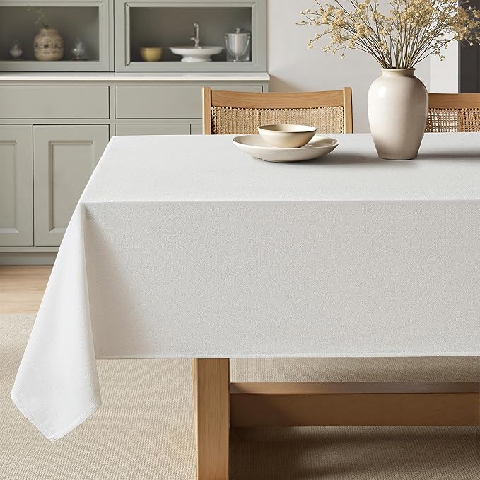 MIULEE White Linen Polyester Tablecloth 60x104 Inch Spring Rectangle Table by MIULEE