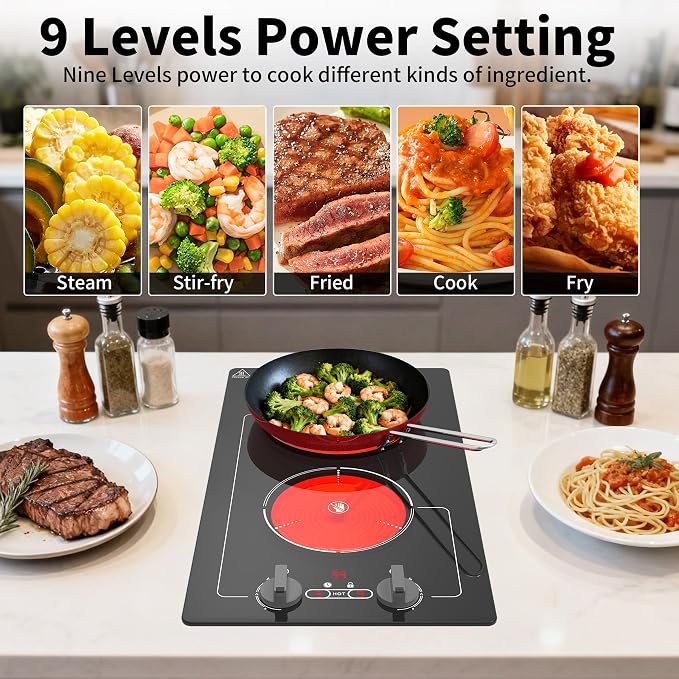Electric Cooktop, 110V 2100W Stove top, 9 Power Levels, Kids Lock & Timer - Image 5