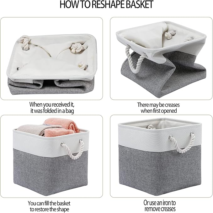 11 x 11 Inch Cube Storage Bins, 6 Pack Large Collapsible Fabric Storage Bin - Image 3