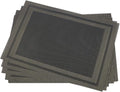 Gugrida Placemats Set of 6 Plaid Checkered Black & Gold PVC Placemat by Gugrida