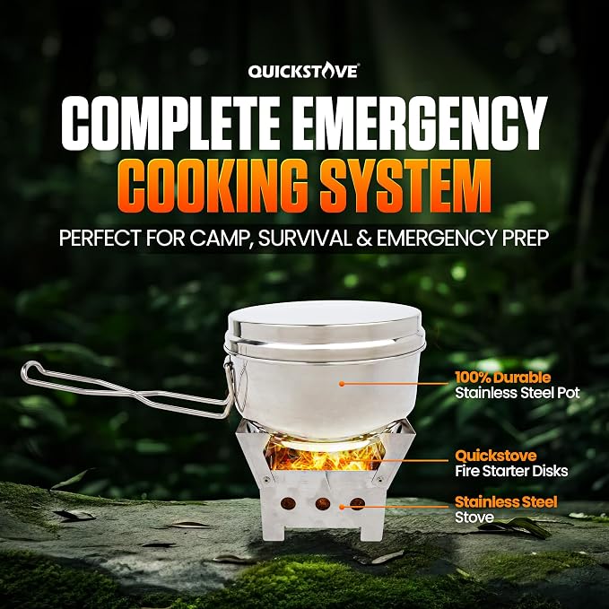 Portable Stove Kit with Camping Pot & 2 Fire Starters, Lightweight Stainless - Image 2