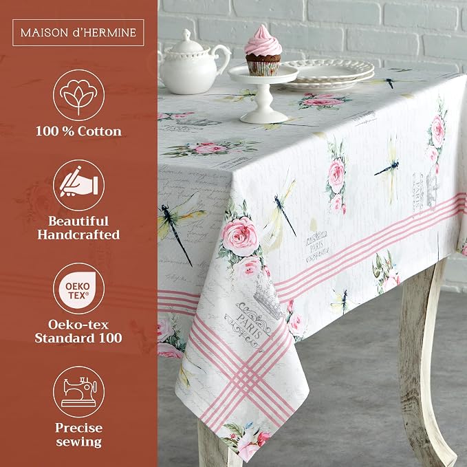 Maison d' Hermine Table Cloth Rectangle Table 100% Cotton 60 x 90 Inches - Image 2