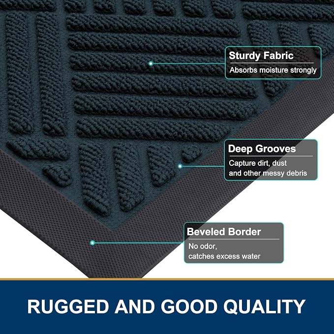 Smiry Front Door Mat Outside Entrance, Heavy Duty Outdoor Indoor Mat, Natural - Image 5