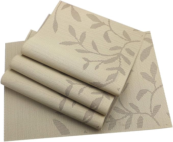 Gugrida Place Mats PVC Set of 6, Table Placemats Set of 6 PVC Washable Woven - Image 6