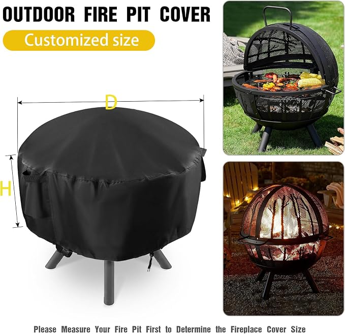 POMER Patio Fireplace Cover, Round Fire Pit Cover - Image 2