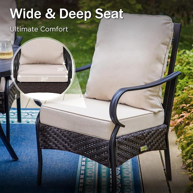 PHI VILLA Outdoor Dining Set for 6, All-Weather Patio Table and Chairs Set - Image 5