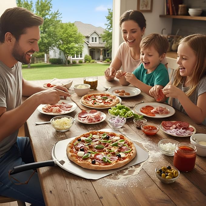 Q Pizza Aluminium Pizza Peel 14 inch, Extra Large Metal Pizza Turning Paddle - Image 9