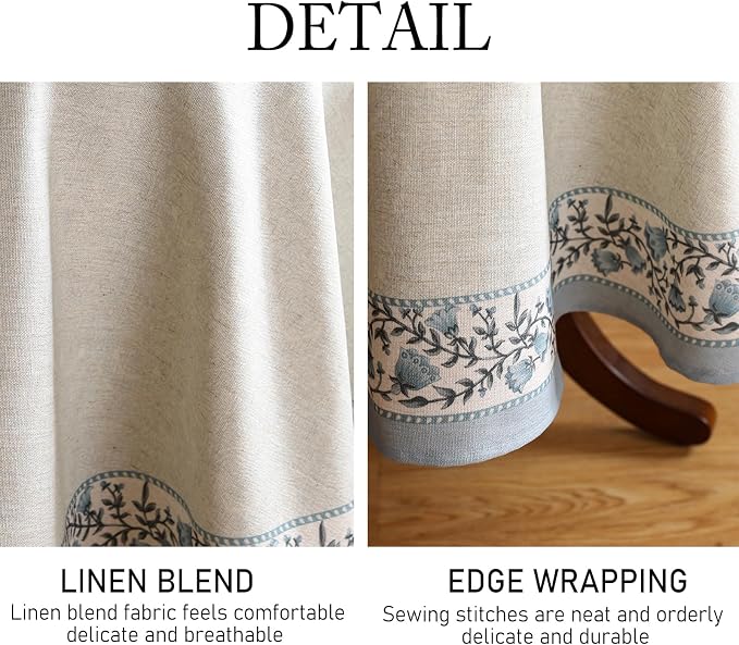 ISAENNE Designer Vintage Linen Elegant Small Round Tablecloth, Chinoiserie - Image 5
