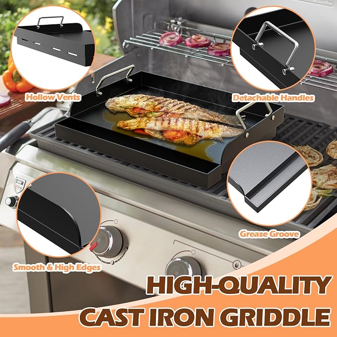 Flat Top Griddle Insert for Outdoor Gas Grill, Universal Cast Iron Griddle for - Image 4