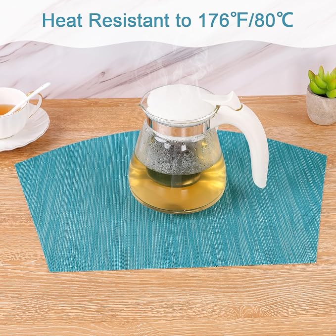 SHACOS Wedge Placemats Set of 8 Woven Vinyl Plastic Placemats - Image 4