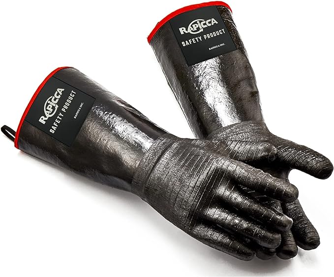 RAPICCA 932°F Heat Resistant BBQ Grill Gloves: Oil Resistant Waterproof by RAPICCA