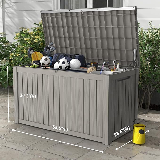 Mars Villa 180 Gallon Outdoor Storage Box, Large Waterproof Resin Deck Box - Image 2