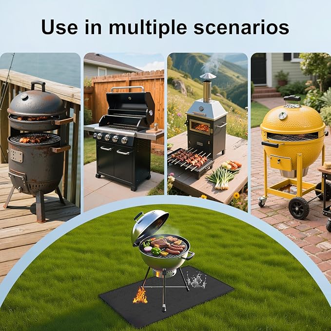 Grill Floor Mat 70x48 Inch, Oil-Proof Rubber, Double-Sided