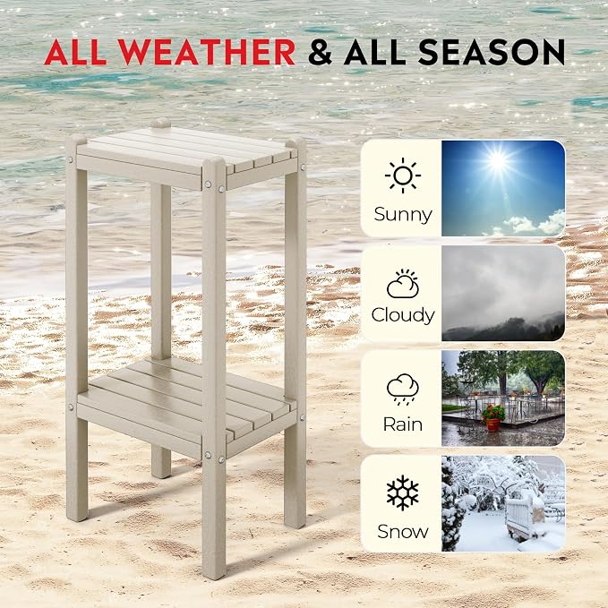 Costaelm Paradise 36"" Outdoor Adirondack HDPE 2-Tier Patio Side Table - Image 5