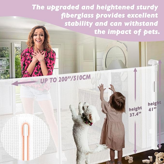 200" Retractable Baby Gates Extra Wide - Image 2