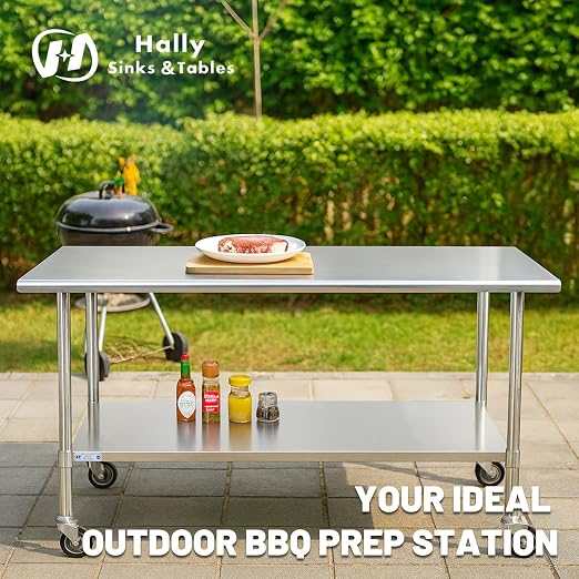 Hally Stainless Steel Table for Prep & Work 24 x 72 Inches - Image 4