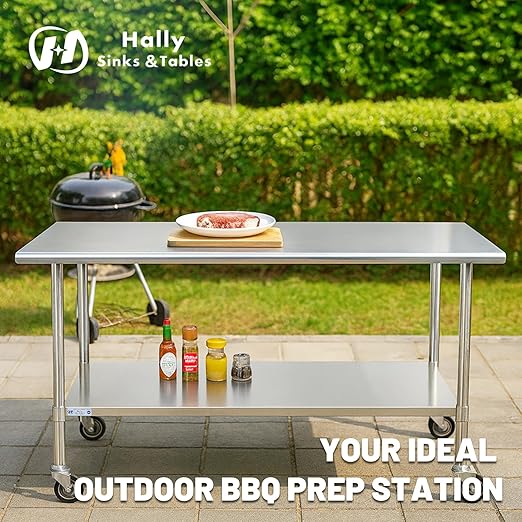 Hally Stainless Steel Table for Prep & Work 24 x 30 Inches - Image 4