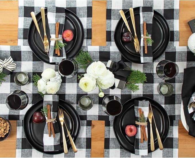 Solino Home Linen Checkered Table Runner 108 Inches Long - Image 9