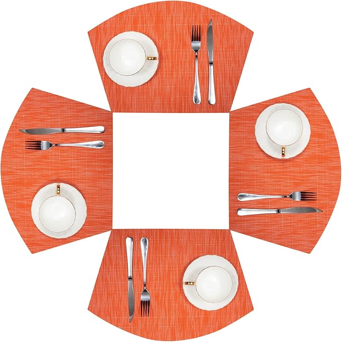 SHACOS Small Round Table Placemats Set of 4 Wedge Placemats Heat Resistant by SHACOS
