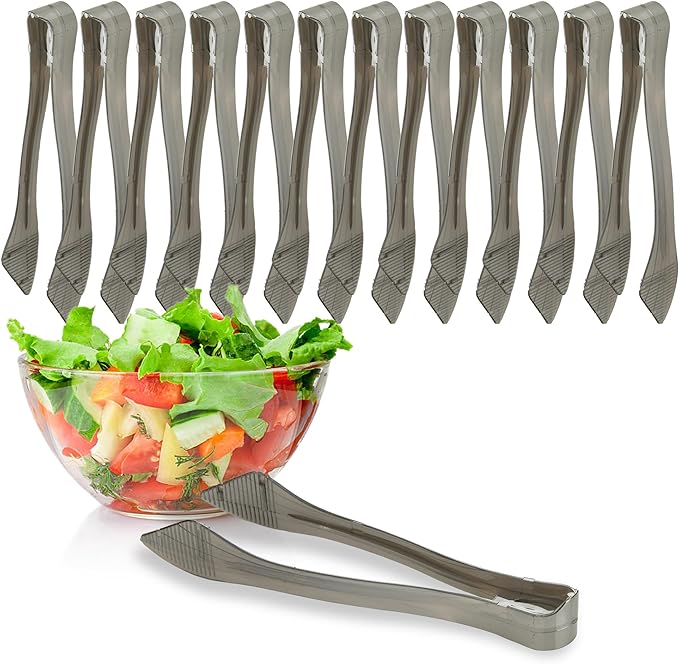 Serving Tongs 8.5-Inch Plastic Silver with Ergonomic Grip