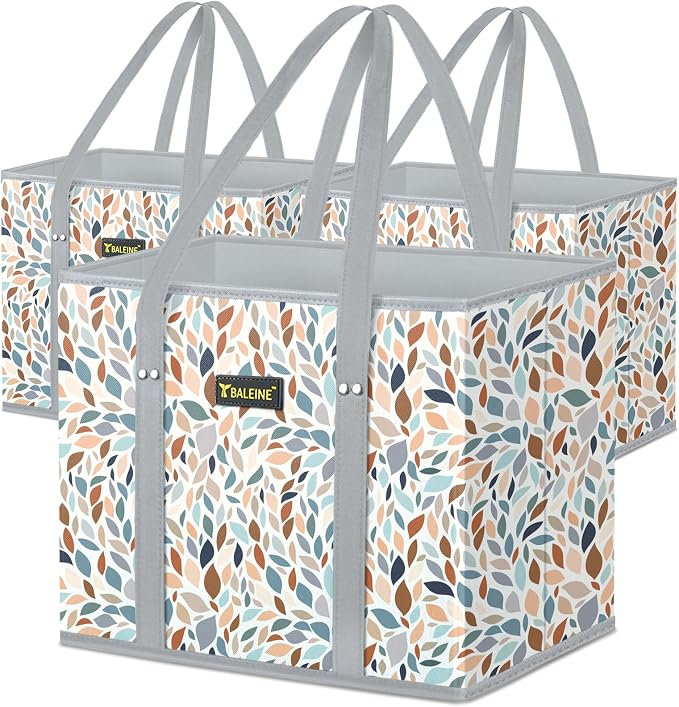 BALEINE 3Pk Reusable Grocery Bags, Foldable Shopping Bags by BALEINE