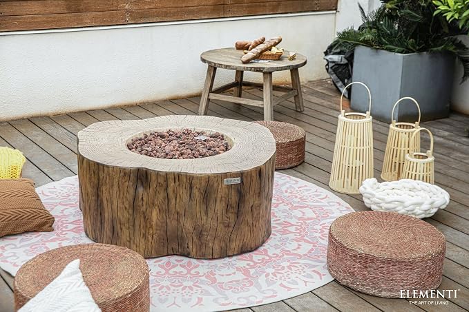 Elementi | Manchester Gas Fire Pit Cast Concrete Semi-Round Fire Table - Image 6