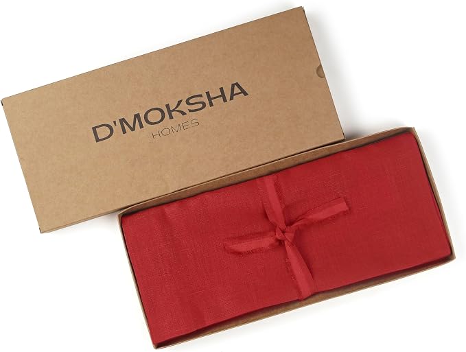 D'Moksha Homes Linen Bright Red Table Runner 120 Inches Long - Image 6
