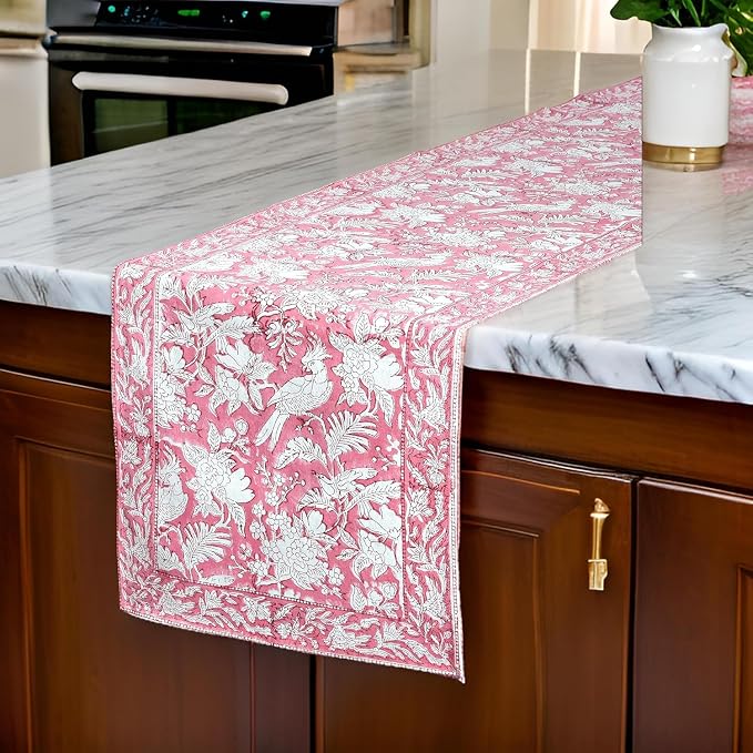 CPC Cotton Table Runner 16x90 Inch Block Printed Long Fall Table Runner - Image 2
