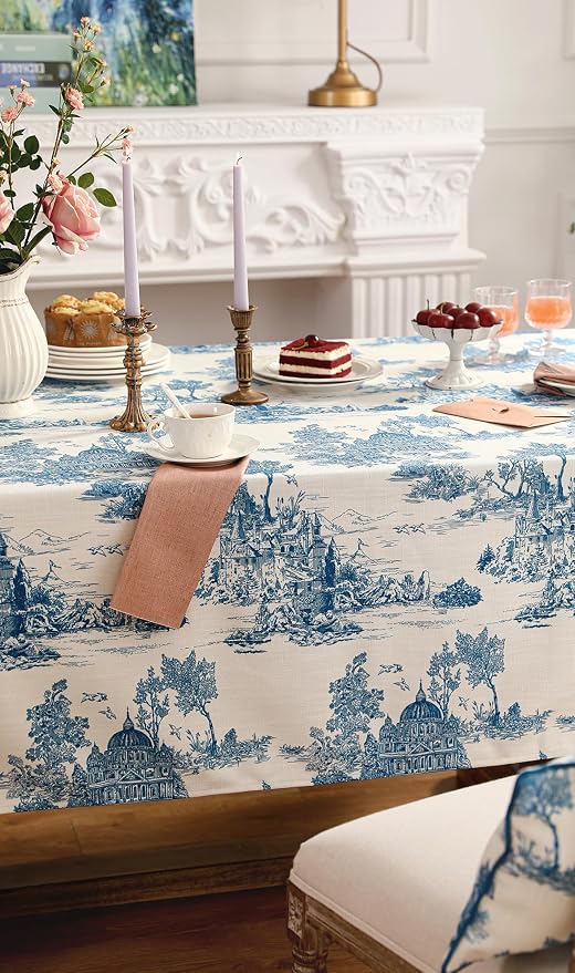 patdrea Designer Vintage Cyan Tablecloth - Image 4