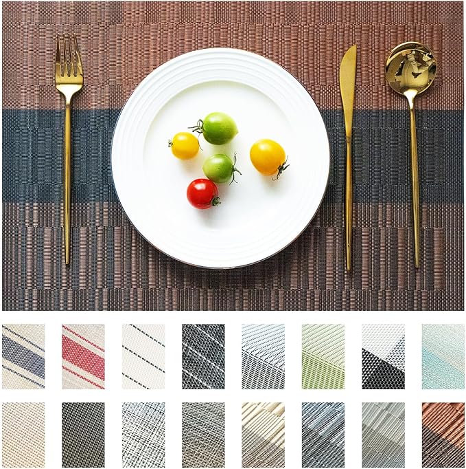 Placemats Set of 6 Vinyl/Plastic Woven Place Mats by Unknown