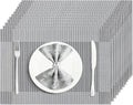 Placemats Set of 12 Washable&Wipeable Silver Place mats by Uolr