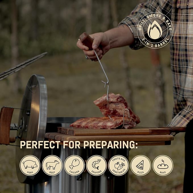 3-in-1 Stainless Steel Smoker Barrel Grill Premium – Portable Charcoal BBQ - Image 7