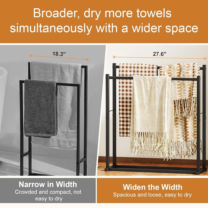 Honiter Towel Racks for Bathroom, 2 Tiers Wider Towel Drying Rack Outdoor - Image 5